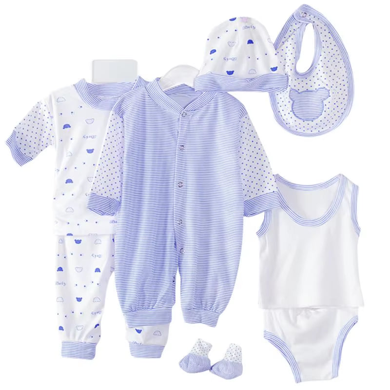8PCS Newborn Baby Clothing Set Cotton Infant Boy Clothes Spring Autumn Cloth Suit New Born Girl Baby Clothing Sets New Born Hat