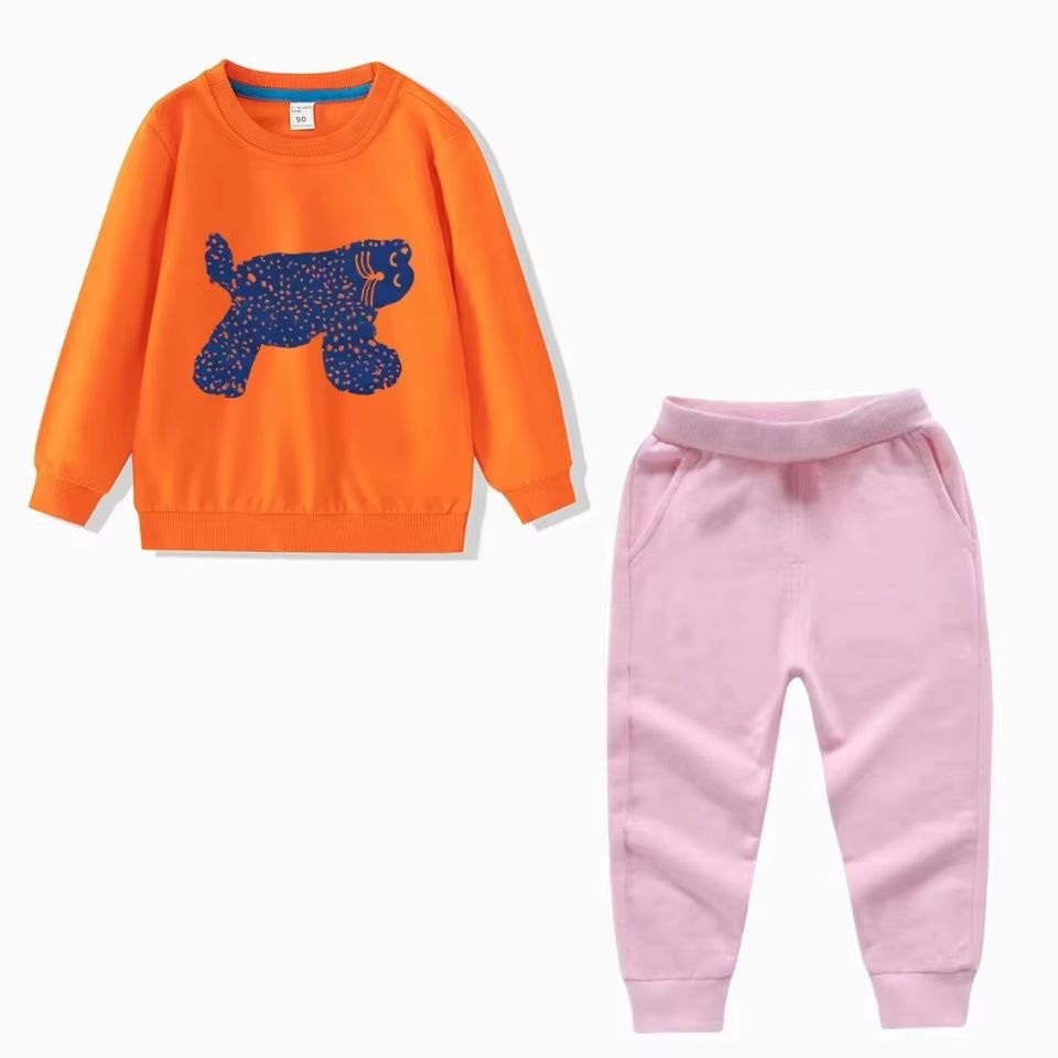 Kids Clothing Sets 2024 Autumn Cotton Full Sleeve Sweatshirts and Casual Pants Cartoon Boys Hoodies Girls Trousers Baby Clothing