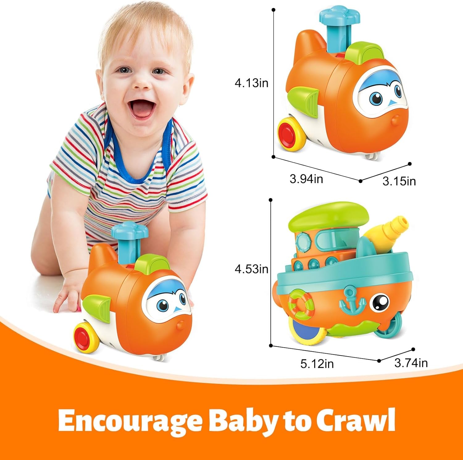 Toddler Toys for 1 Year Old Boy, Press to Go Car Toys for Toddlers 1-3, Learning