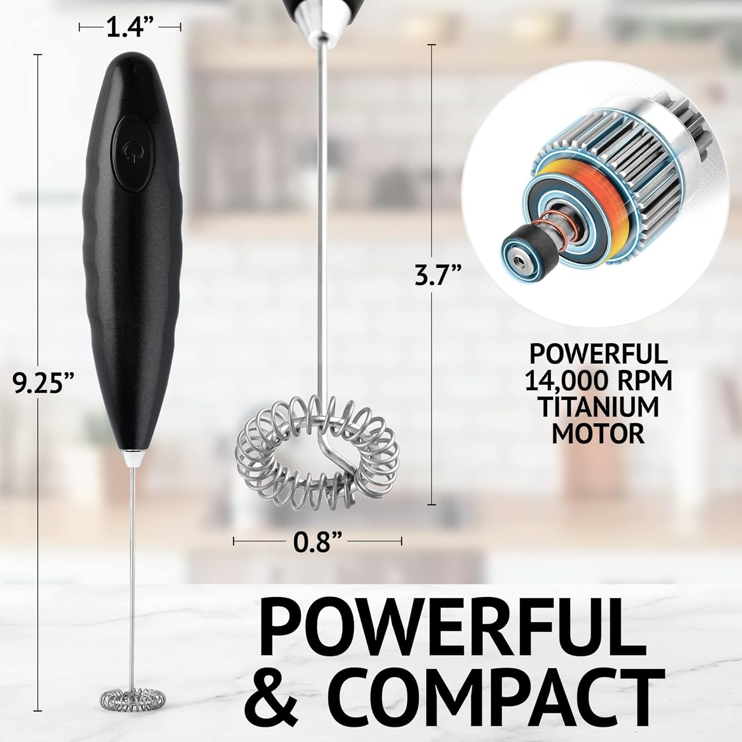 Milk Frother for Coffee - Handheld Automatic Milk Foam Maker Hand Frother for Coffee, Matcha, Hot Chocolate - Mini Drink Mixer - Mini Frother Wand by  - Black