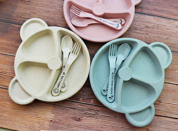 Baby Bowl Spoon  Fork Feeding Food Tableware Cartoon Panda Kids Dishes Baby Eating Dinnerware Set Anti-hot Training Bowl Spoon
