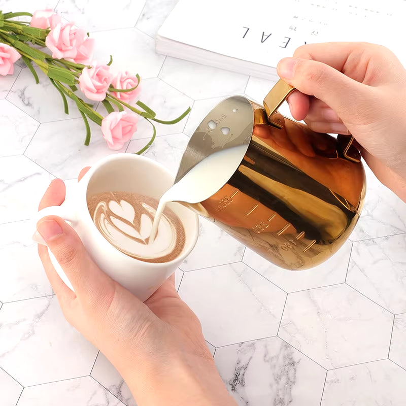 350/550ML Coffee Latte Milk Frothing Jug Milk Frother Pitcher Stainless Steel Jug Espresso Barista Pitcher Milk Pot with Scale