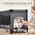 5 in 1 Baby Bassinet Bedside Crib, Rocking Bassinet with Diaper Changer, Pack and Play with Bassinet, Portable Folding Playpen Playard with Mobile, Sheet & Mattress(Grey)