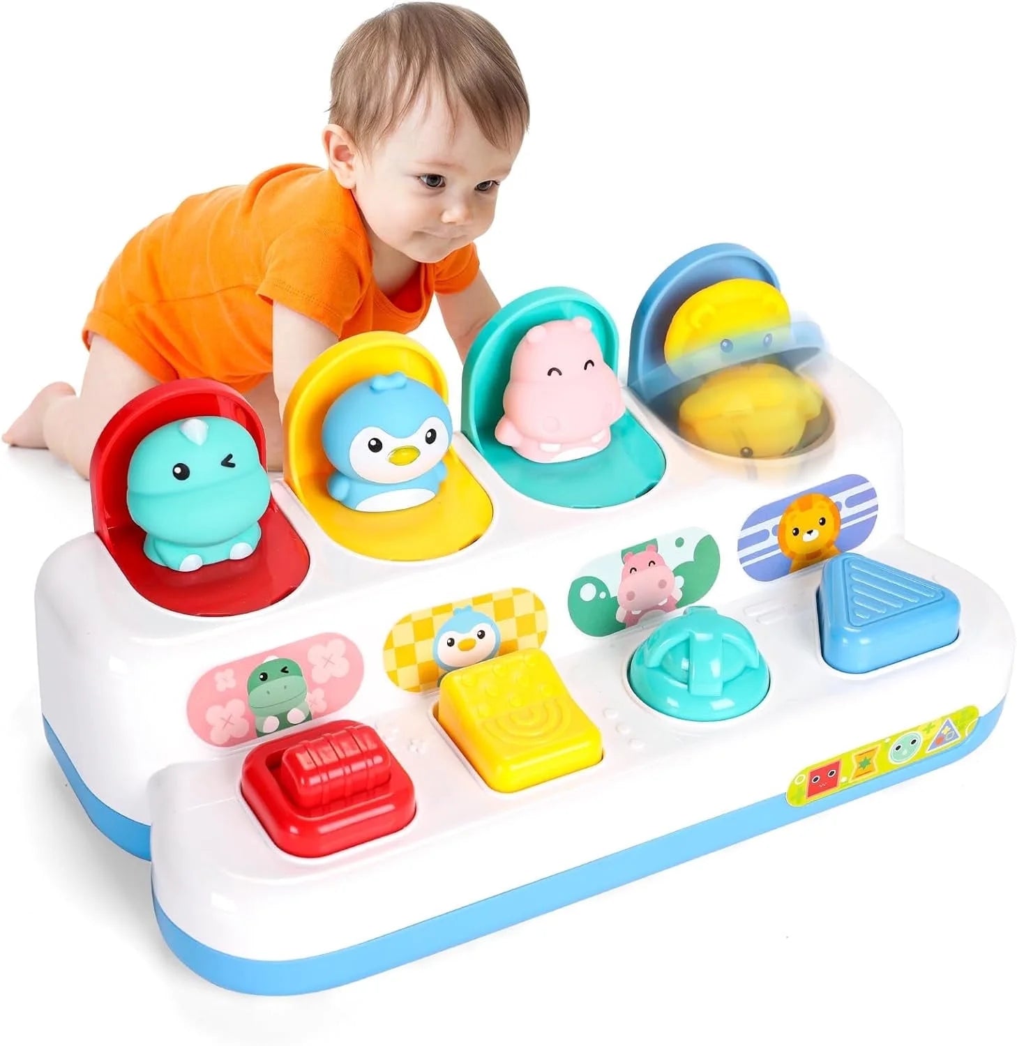 Interactive Activity Toy for Babies, Cause and Effect Toys, Montessori Toy for 6-12 Months Boys Girls, Activity Center Toy Cute Animal Learning Game