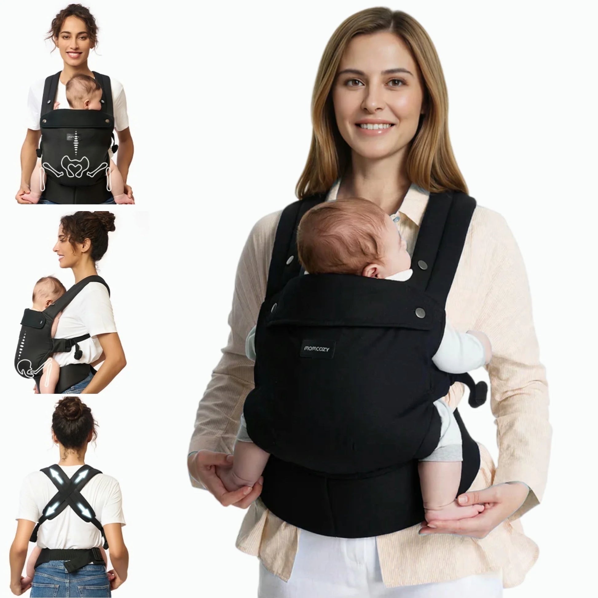 Baby Carrier for Newborn to Toddler - Ergonomic, Comfortable and Lightweight for Babies 7-44 Lbs, Easy to Wear, Hands Free, Enhanced Lumbar Support