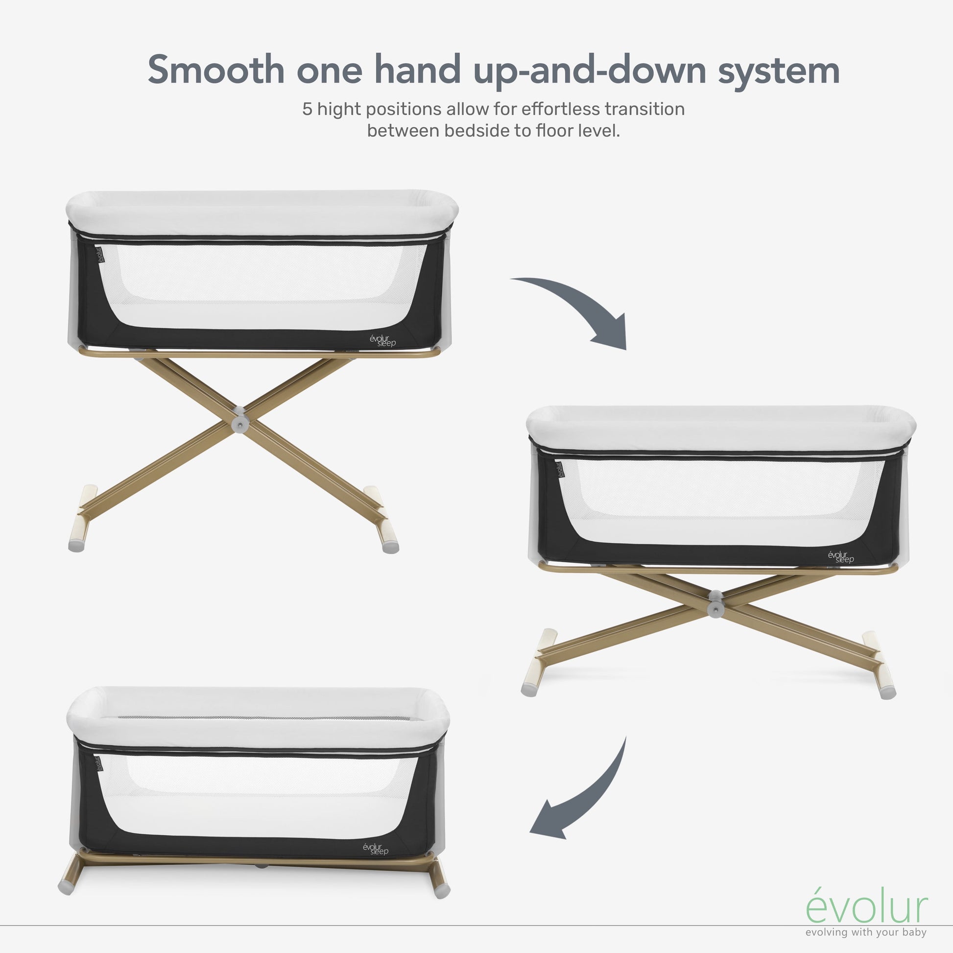 Orabelle Bedside Bassinet and Sleeper for Baby in Black, Easy to Fold and Carry in Black