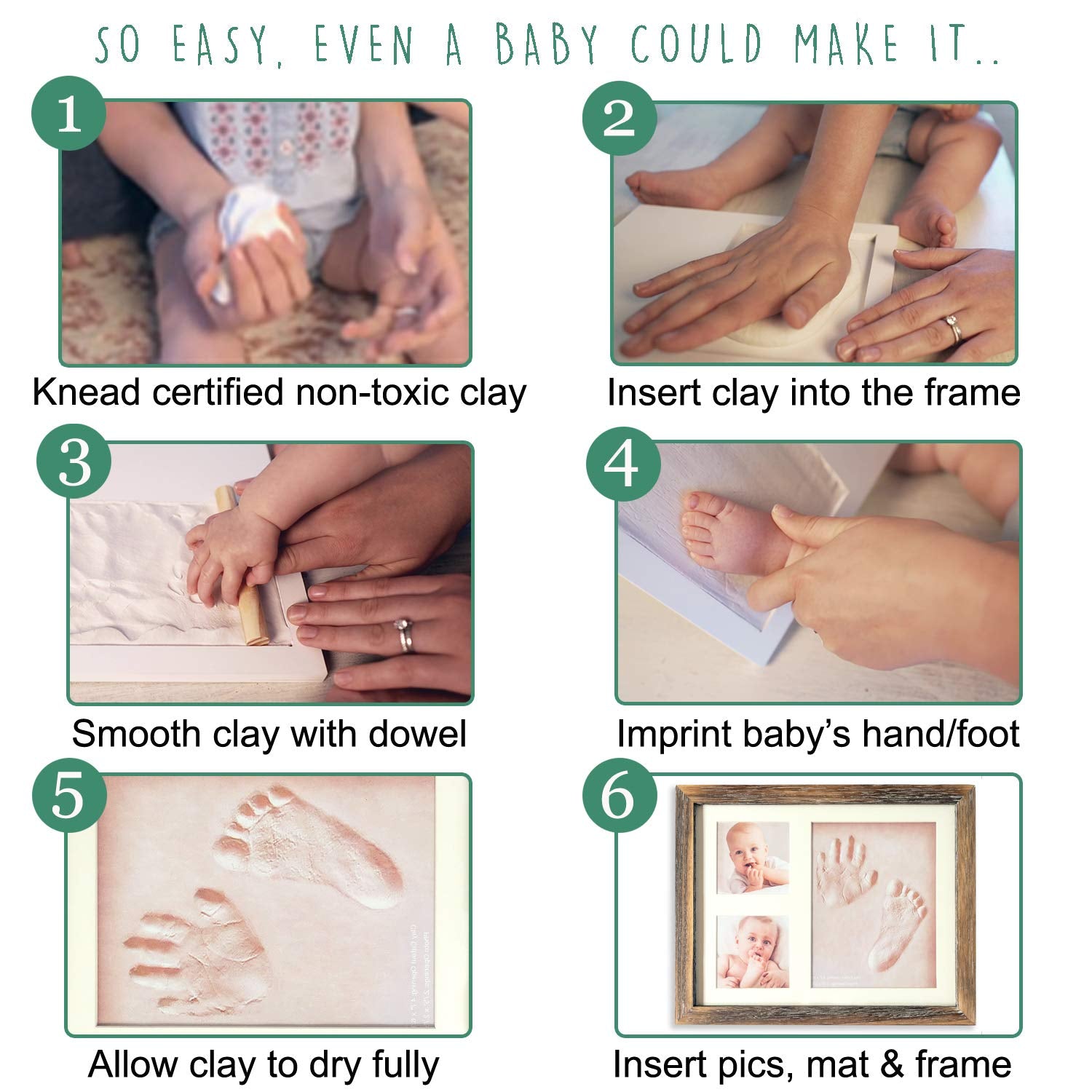 Baby Footprint Kit, Inkless Baby Hand and Footprint Kit, Baby Handprint Kit, Handprint and Footprint Mold