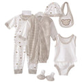 8PCS Newborn Baby Clothing Set Cotton Infant Boy Clothes Spring Autumn Cloth Suit New Born Girl Baby Clothing Sets New Born Hat