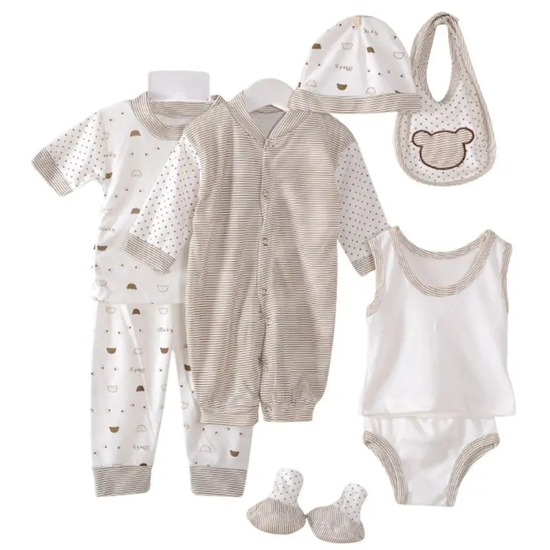 8PCS Newborn Baby Clothing Set Cotton Infant Boy Clothes Spring Autumn Cloth Suit New Born Girl Baby Clothing Sets New Born Hat