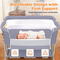 Baby Bassinet Bedside Sleeper Bassinet for 0–5 Months Infants, Unisex, Light Grey