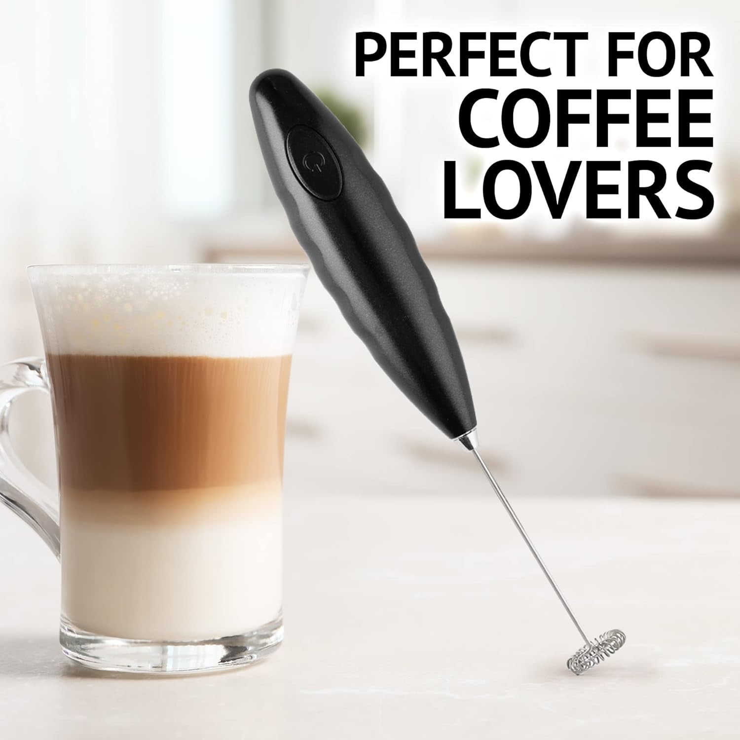 Milk Frother for Coffee - Handheld Automatic Milk Foam Maker Hand Frother for Coffee, Matcha, Hot Chocolate - Mini Drink Mixer - Mini Frother Wand by  - Black