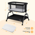 Bassinet Bedside Sleeper, Bedside Bassinet with Storage & Wheels for Infants, Black