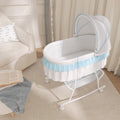 Lacy Portable 2-In-1 Bassinet & Cradle in Blue and White, Lightweight Baby Bassinet