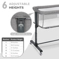 Baby Bassinet with Wheels Adjustable Bedside Sleeper Bassinet Newborn Baby Crib, Grey