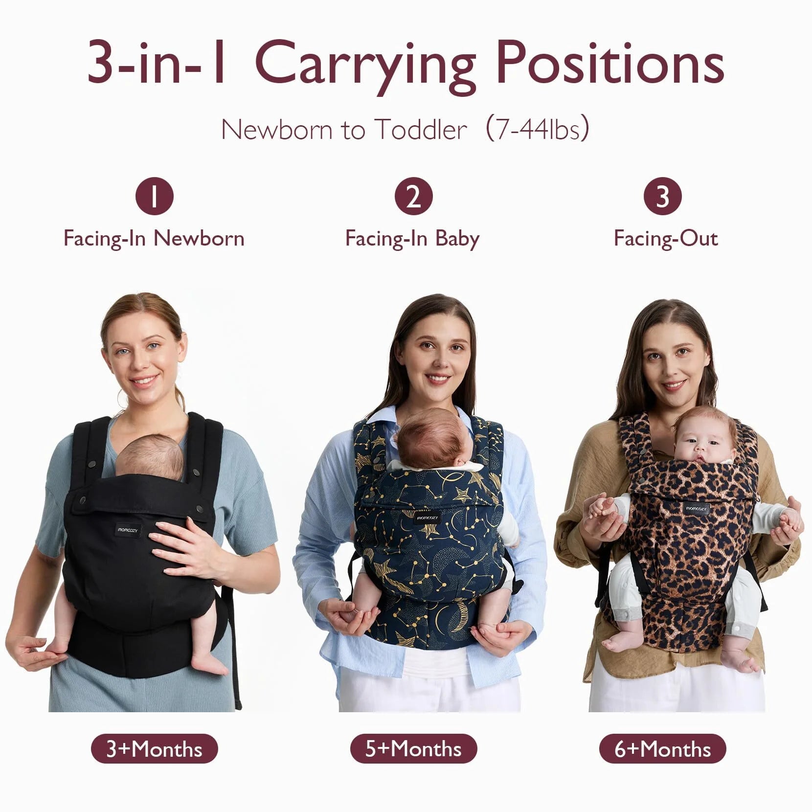 Baby Carrier for Newborn to Toddler - Ergonomic, Comfortable and Lightweight for Babies 7-44 Lbs, Easy to Wear, Hands Free, Enhanced Lumbar Support