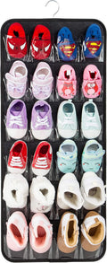 Over the Door Shoes Organizer for 12 Pairs of Baby Shoes Boys Girl, Hanging Baby Shoe Organizer with Hanger(Felt Material-Black)
