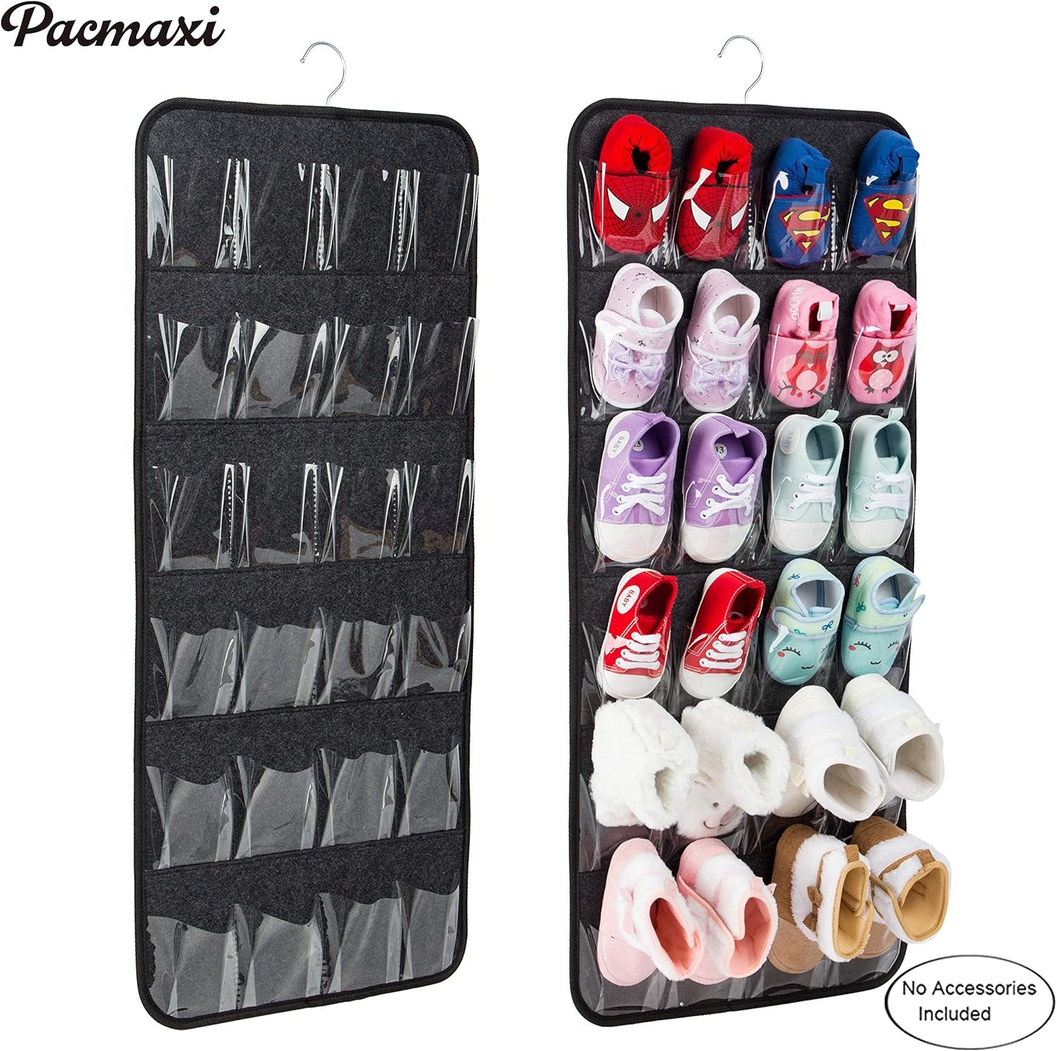 Over the Door Shoes Organizer for 12 Pairs of Baby Shoes Boys Girl, Hanging Baby Shoe Organizer with Hanger(Felt Material-Black)