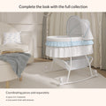 Lacy Portable 2-In-1 Bassinet & Cradle in Blue and White, Lightweight Baby Bassinet