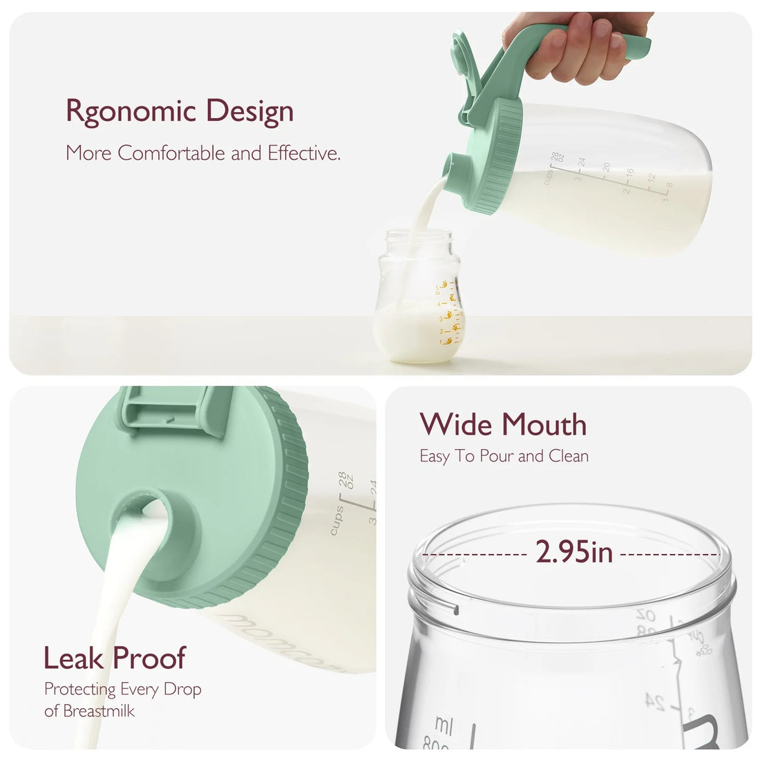 Breast Milk Pitcher, Resistant to Heat and Cold Abrupt Temp Swings, 1 Quart Mason Jar