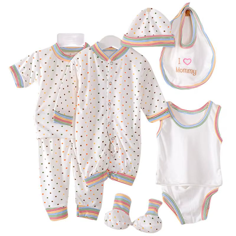 8PCS Newborn Baby Clothing Set Cotton Infant Boy Clothes Spring Autumn Cloth Suit New Born Girl Baby Clothing Sets New Born Hat