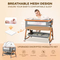 Bassinet Bedside Sleeper, Portable Baby Crib with 6 Adjustable Heights and Breathable Mesh Panels, Foldable, Gray