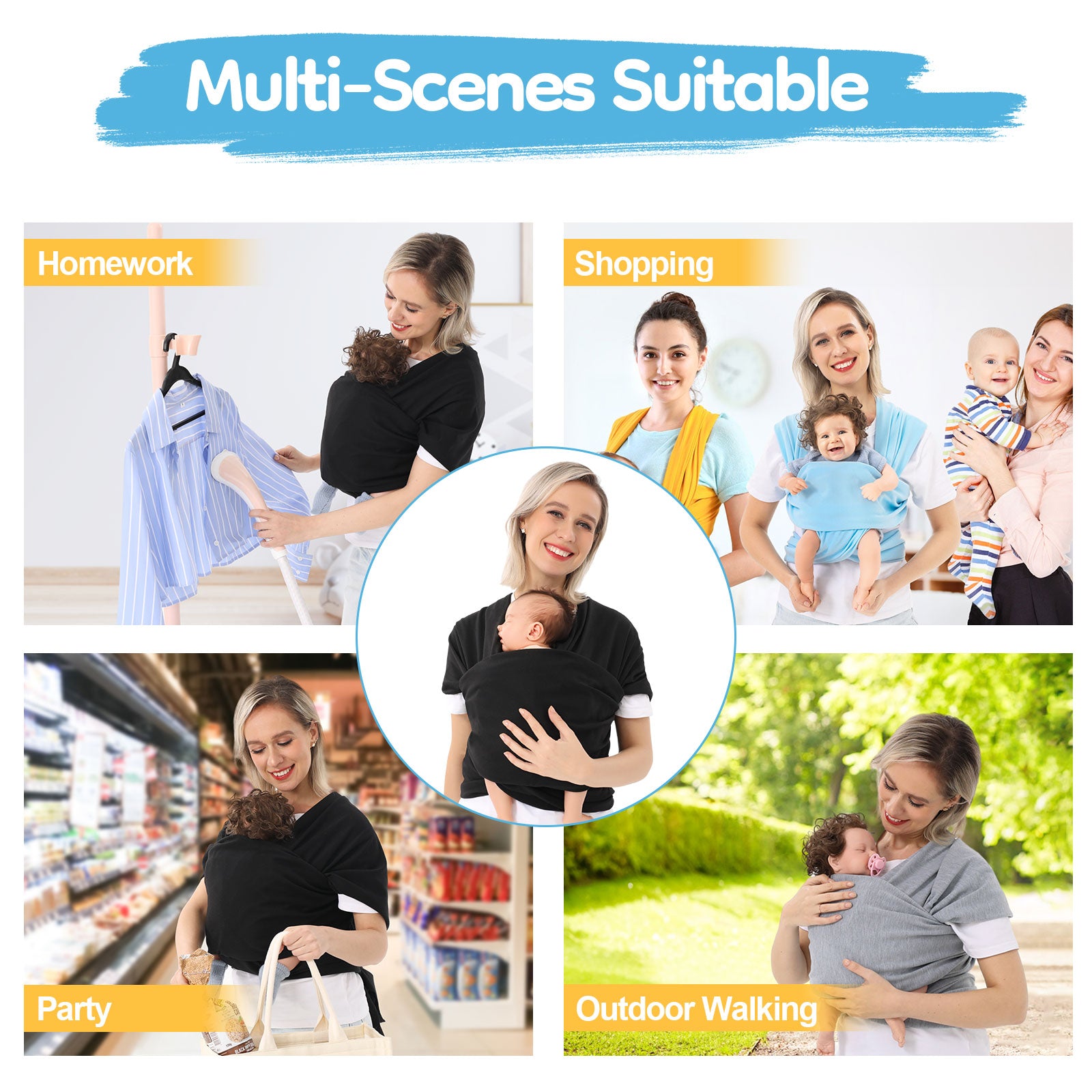 Baby Carrier Front Wrap Scarf Baby Carrier Bag Multi-Functional Baby Carrier Front and Back Dual