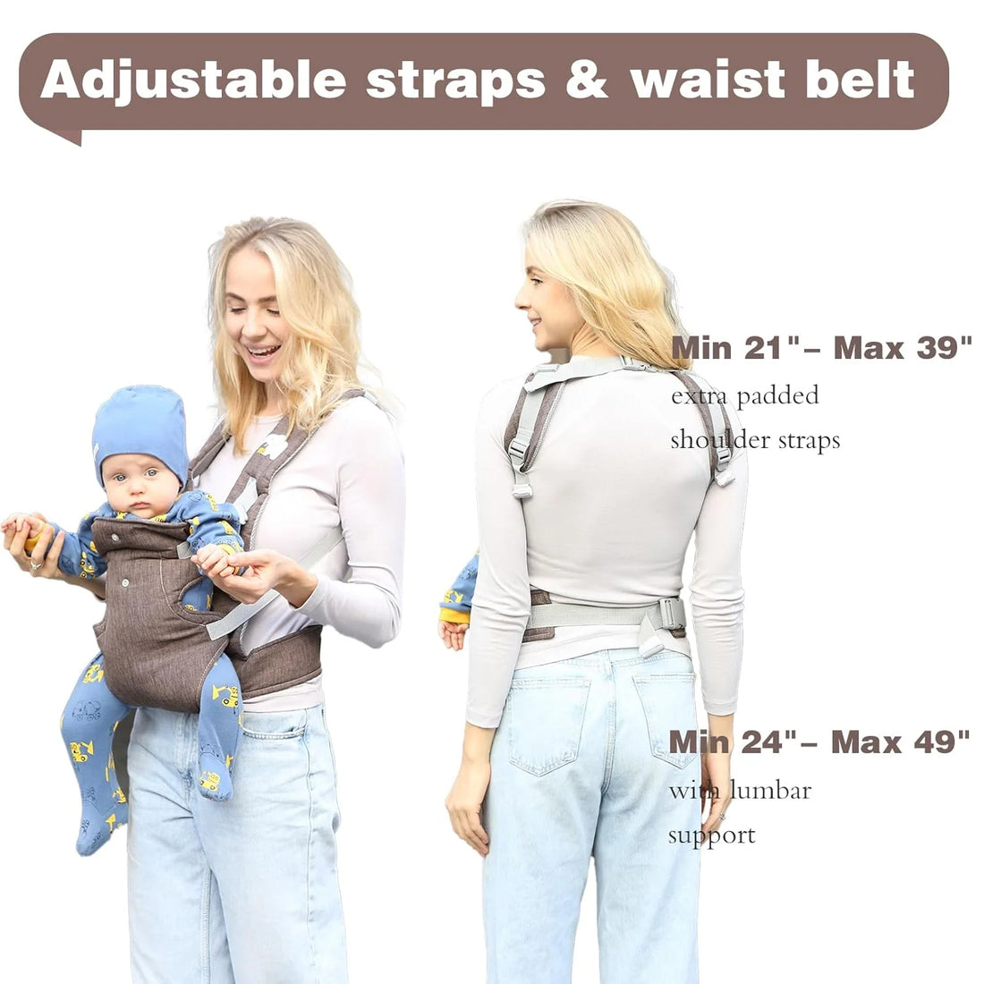 Baby Carrier Newborn to Toddler,4-In-1 Easy to Wear Ergonomic Adjustable Lightweight Infant Carrier,Newborn Baby Carrier for 8-32 Lbs,Coffee