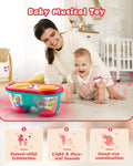 Baby Toys for 6-12 Months, Toddler Musical Instruments Toys, Rotating Light up Learning Toys, Drum Toy for 1 Year Old Boys Girls