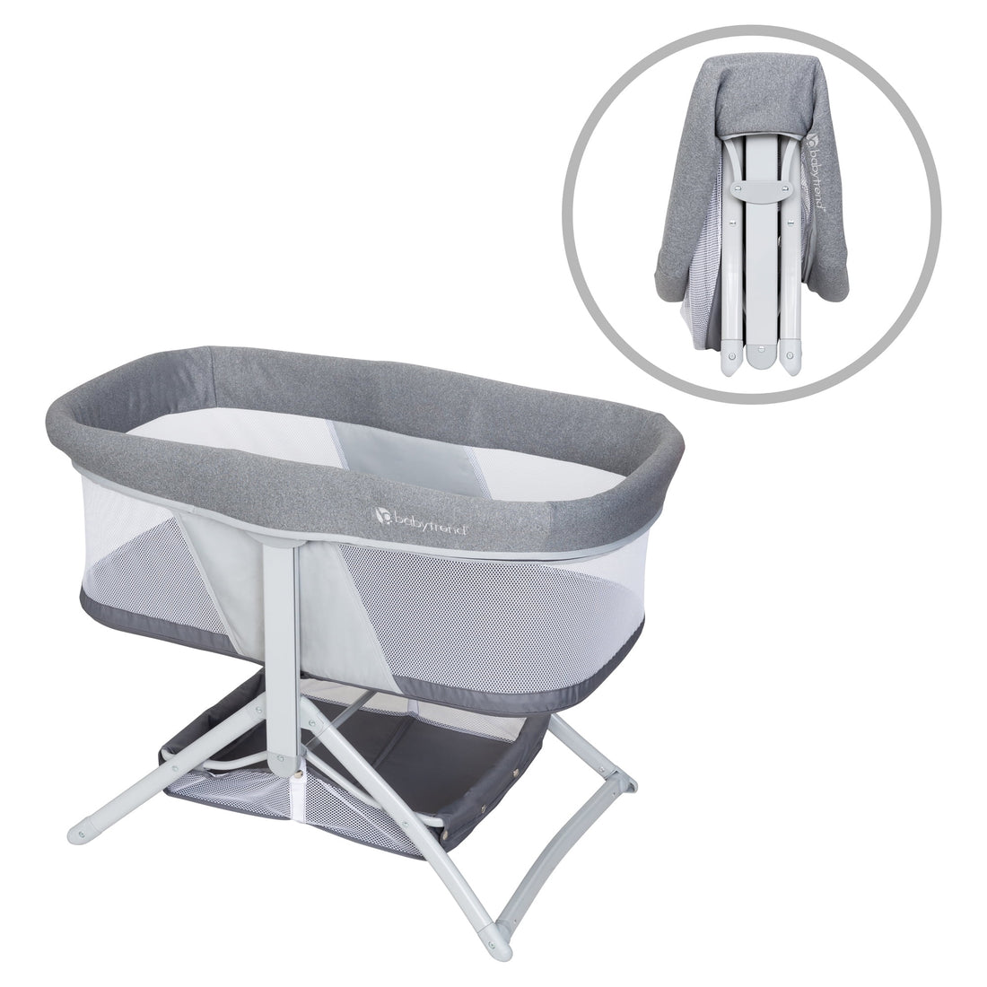 Quick Fold 2-In-1 Rocking Bassinet with Travel Bag - Shadow Stone Grey