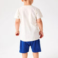 Cute Infant Clothes Set Boys Letter Print Short Sleeved Top Cartoon Print Shorts Casual Suit Summer (Blue, 5-7Years)