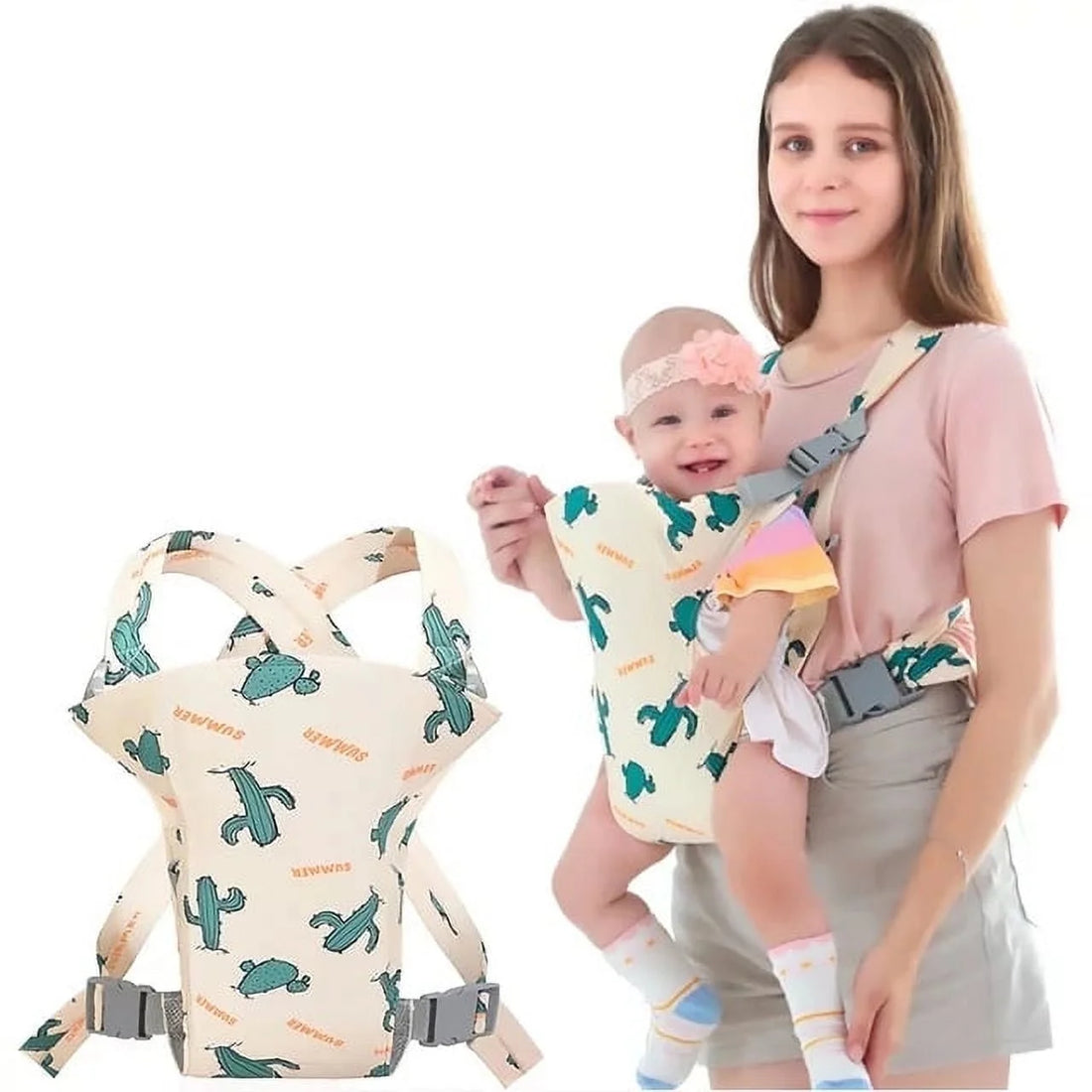4 in 1 Baby Carrier,Ergonomic Infant Carrier Backpack,Breathable Front Back Carrying Wrap Seat for Newborn Toddlers up to 33 Lbs,Colorful