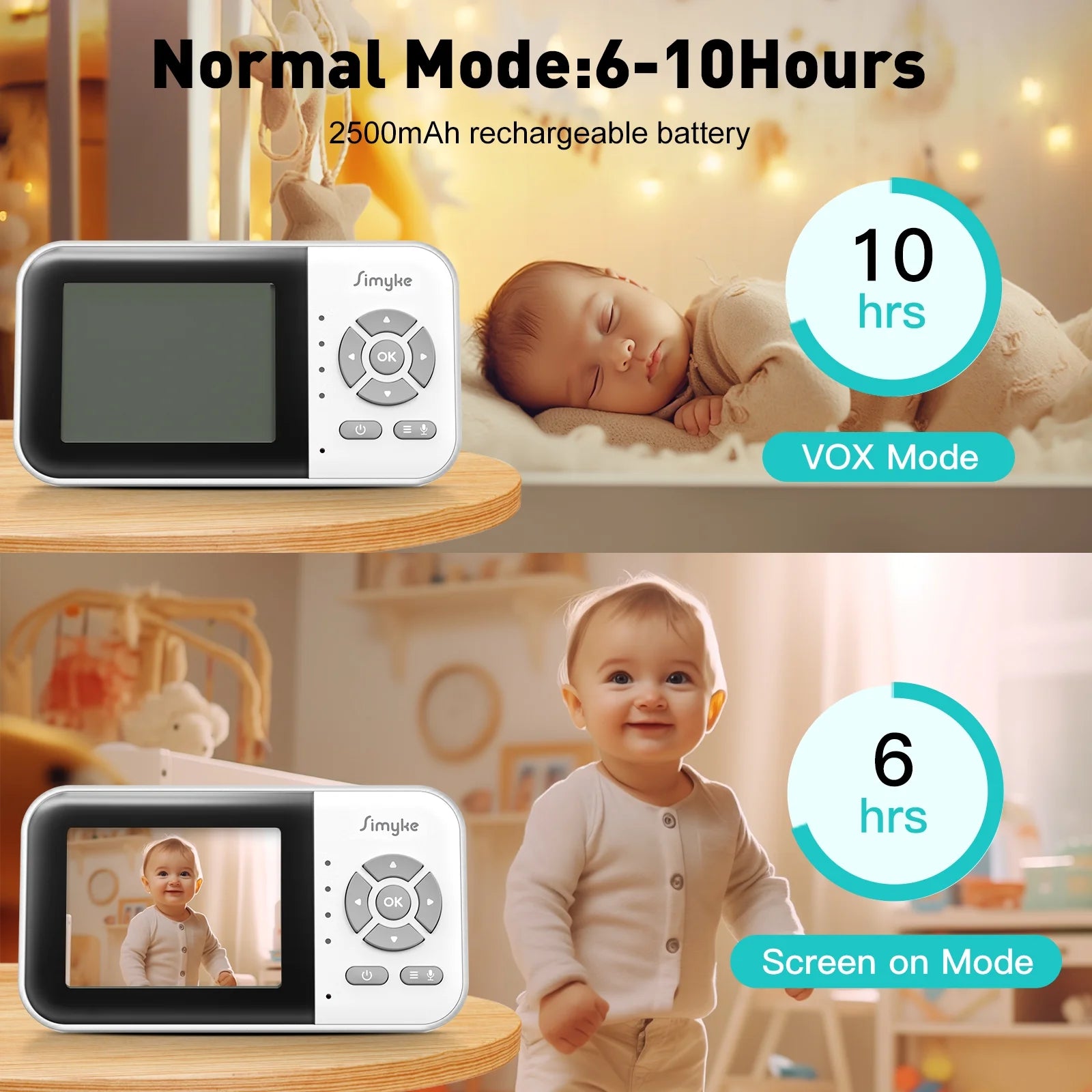 Dual Camera Video Baby Monitor, 2.8" LCD, Wireless, Night Vision, 2-Way Audio, App Access, 1200Ft Range, Feeding Timer, Temperature Sensor, Portable for Home Use