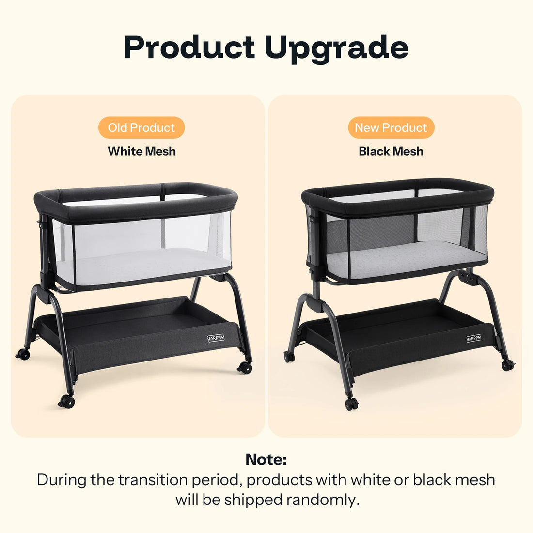 Bassinet Bedside Sleeper, Bedside Bassinet with Storage & Wheels for Infants, Black