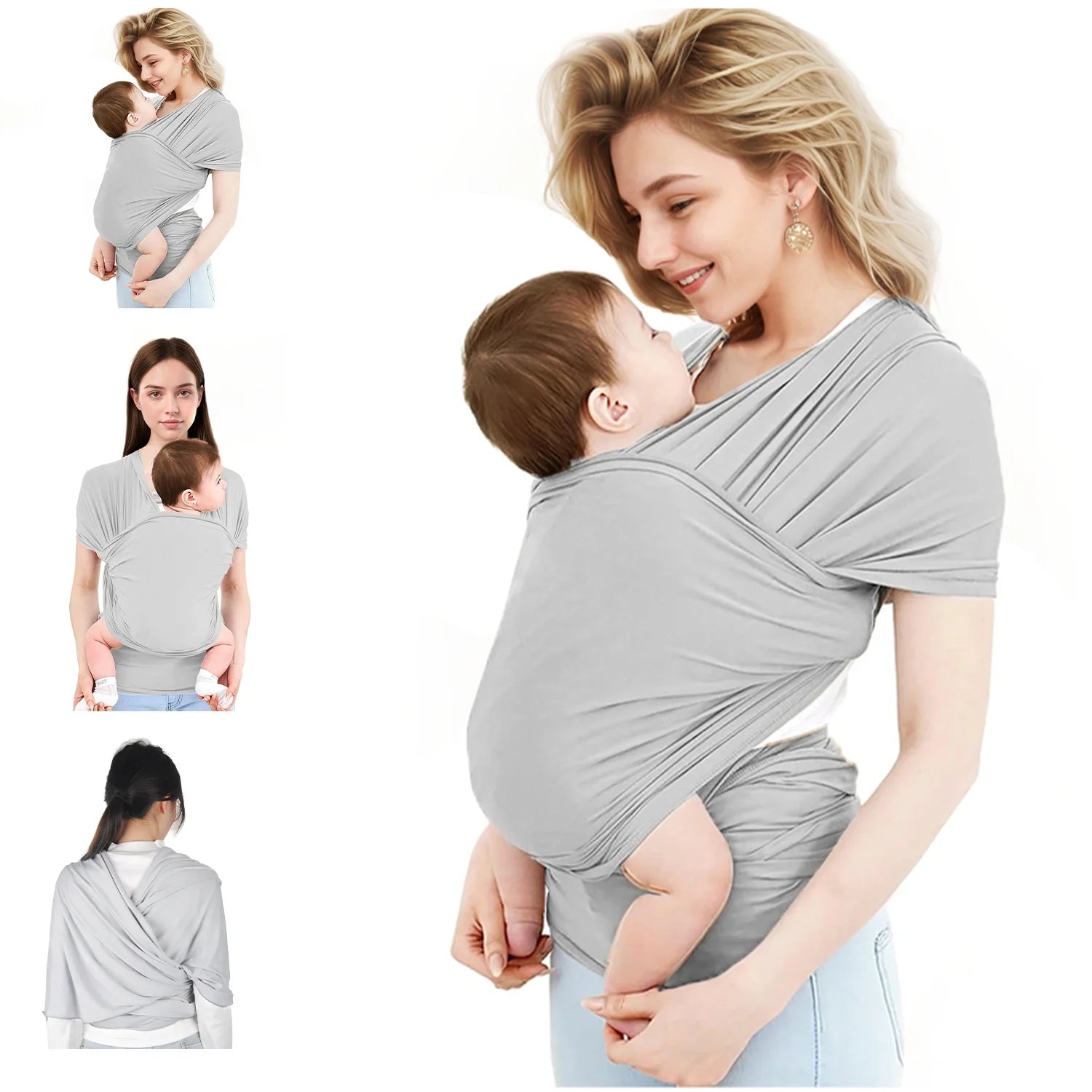 Baby Wrap Carrier,Original Breathable Baby Carrier Wrap Sling Lightweight Hands Free Newborn Wrap Swaddle Holder Adjustable Baby Slings Carrier for Newborn to Infant Toddler Essentials 7 to 35 Lbs