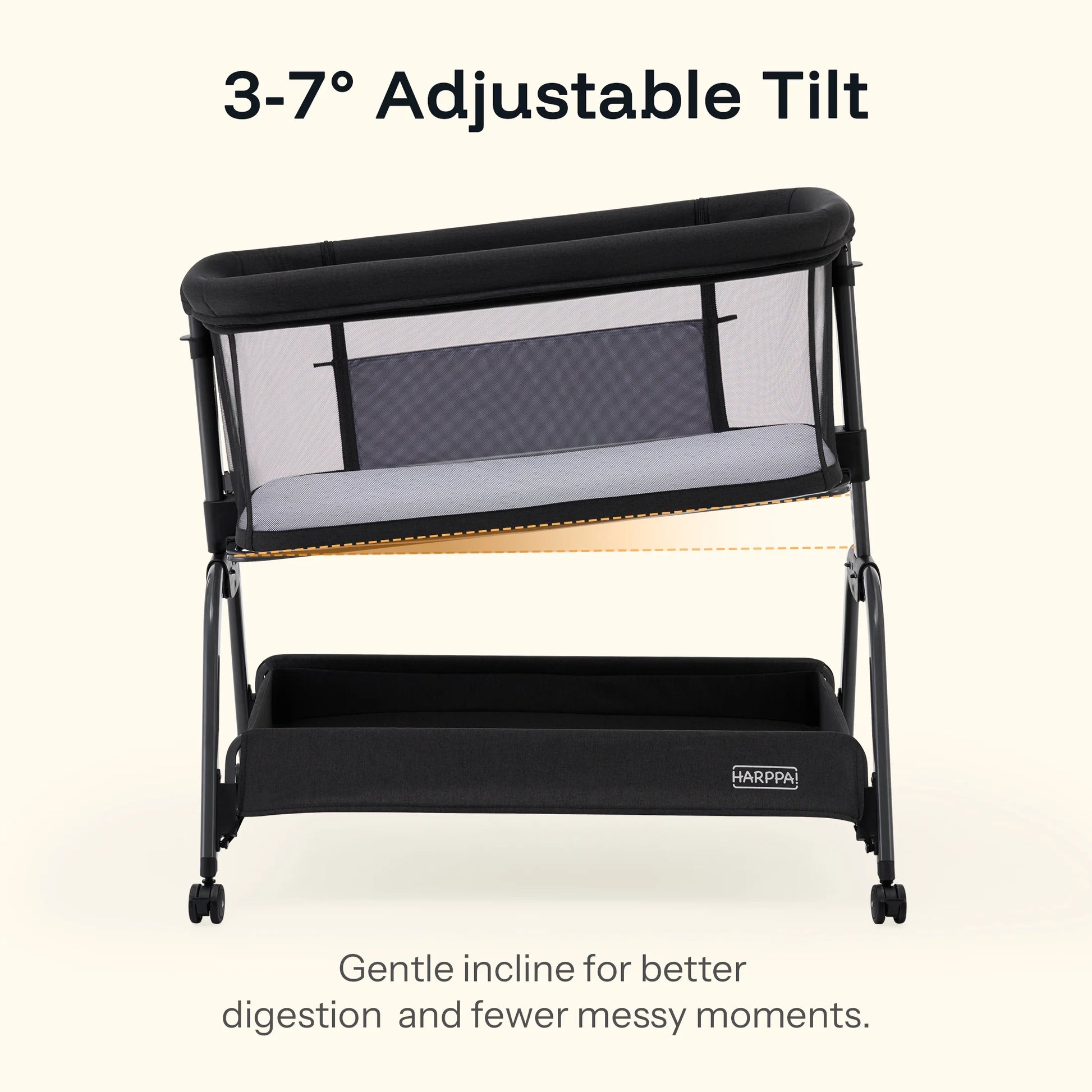 Bassinet Bedside Sleeper, Bedside Bassinet with Storage & Wheels for Infants, Black