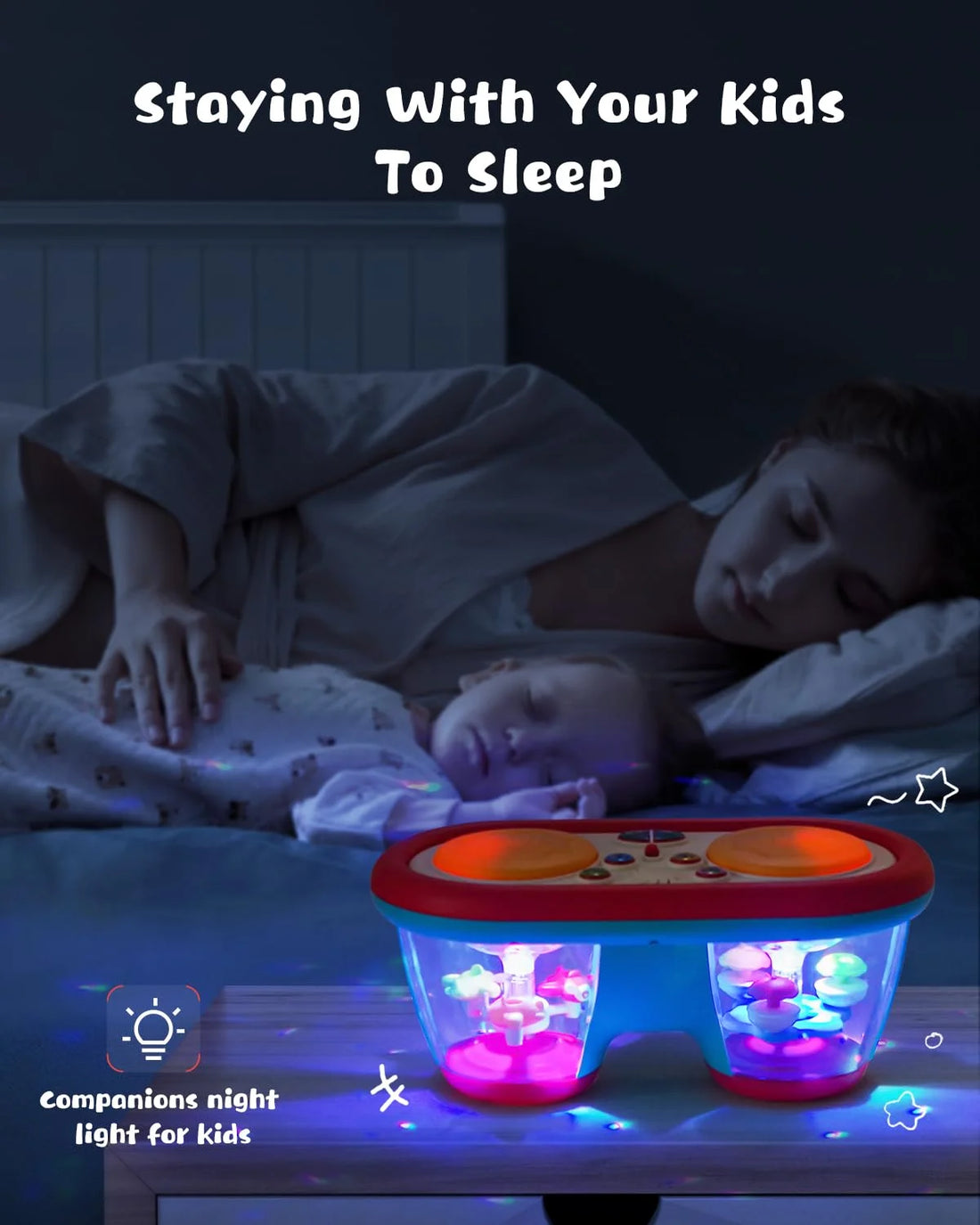 Baby Toys for 6-12 Months, Toddler Musical Instruments Toys, Rotating Light up Learning Toys, Drum Toy for 1 Year Old Boys Girls