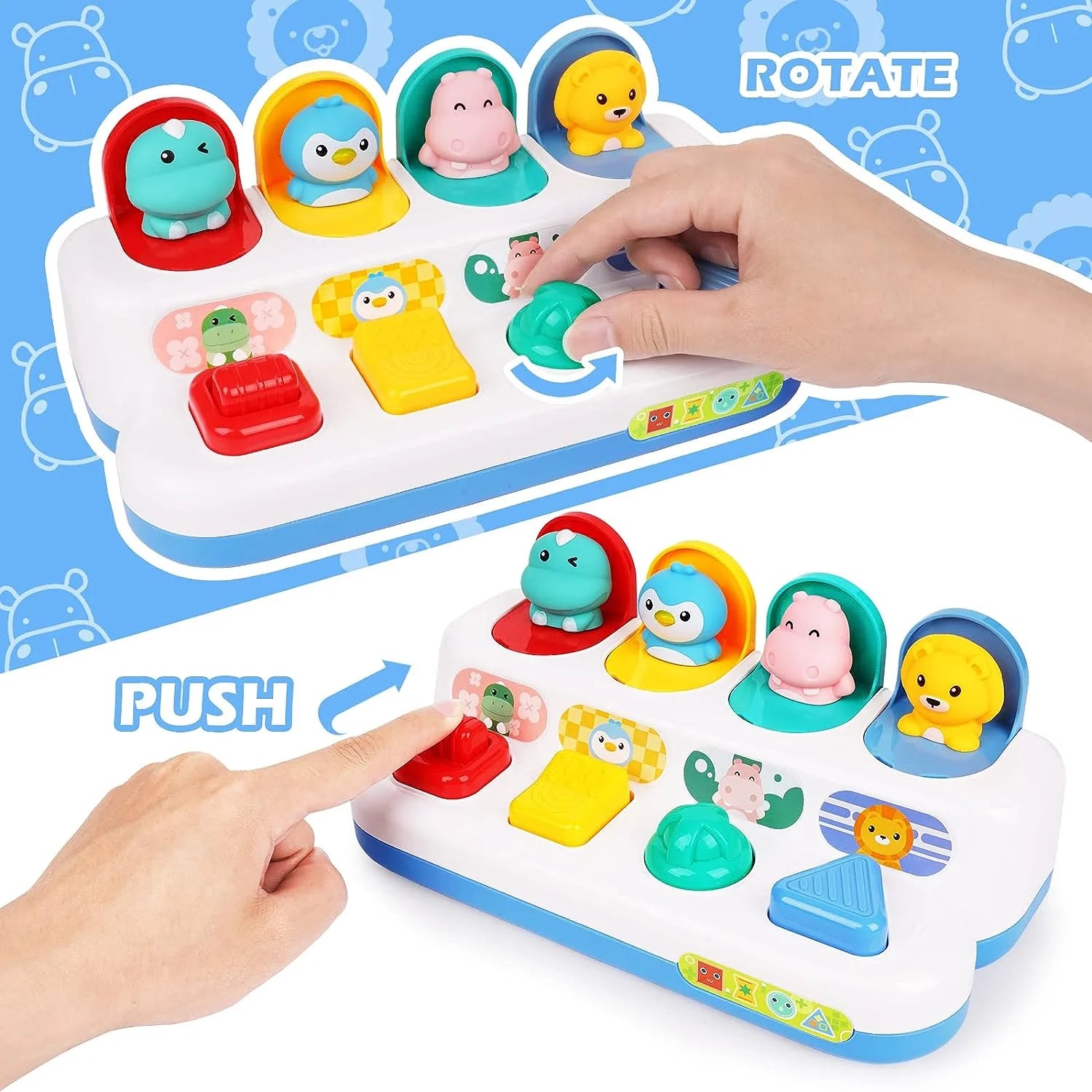 Interactive Activity Toy for Babies, Cause and Effect Toys, Montessori Toy for 6-12 Months Boys Girls, Activity Center Toy Cute Animal Learning Game