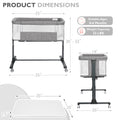 Baby Bassinet with Wheels Adjustable Bedside Sleeper Bassinet Newborn Baby Crib, Grey