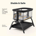 Bassinet Bedside Sleeper, Bedside Bassinet with Storage & Wheels for Infants, Black