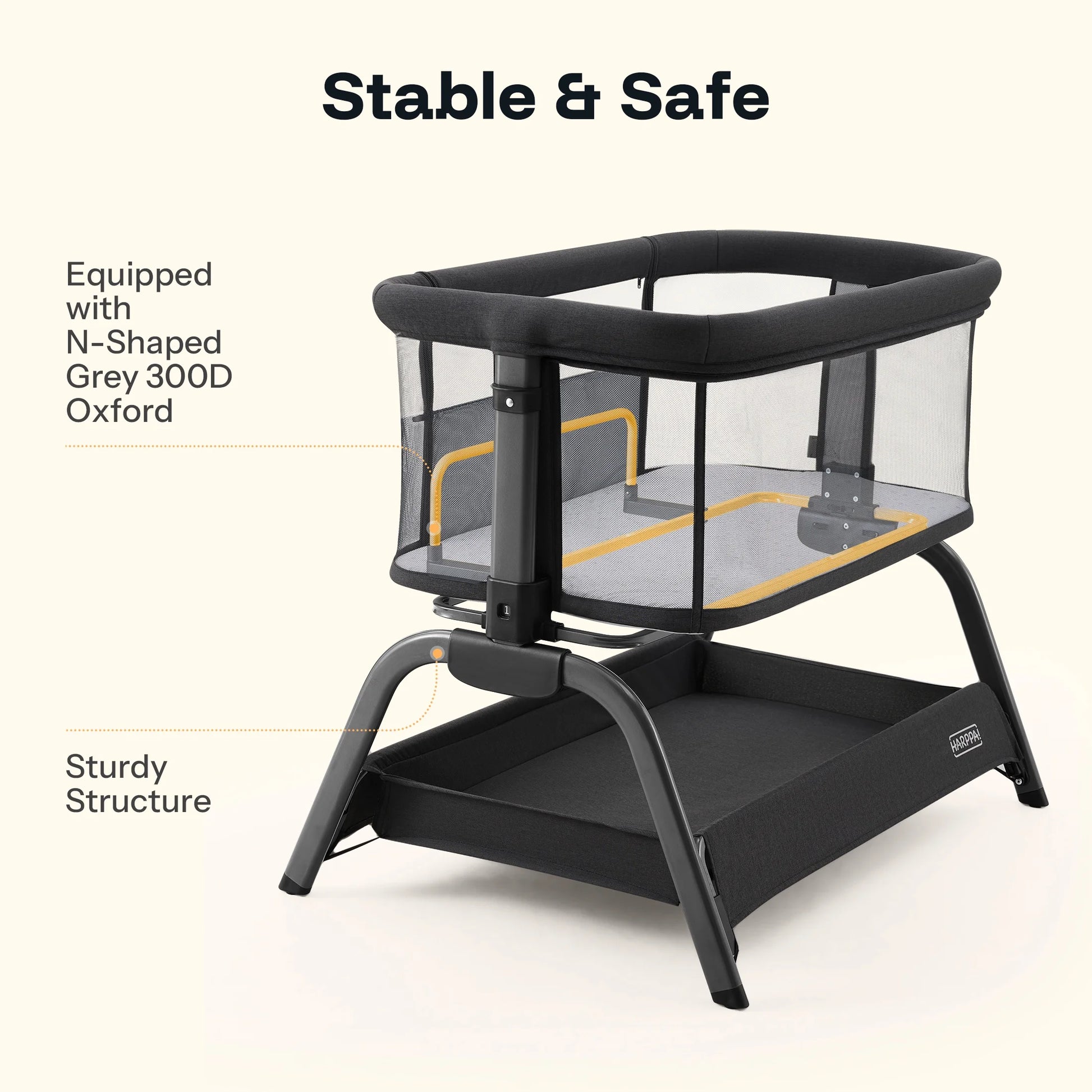 Bassinet Bedside Sleeper, Bedside Bassinet with Storage & Wheels for Infants, Black