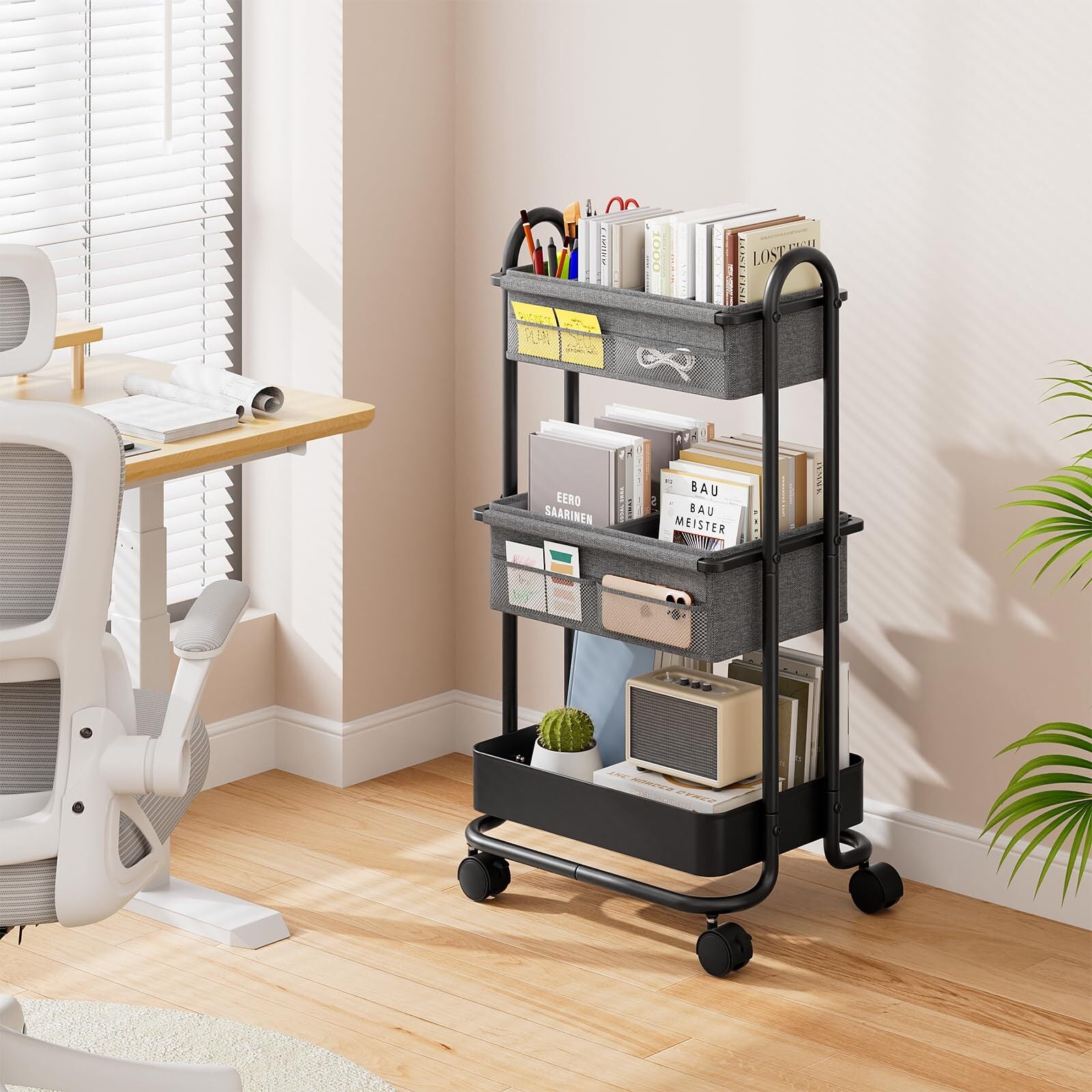 Baby Diaper Caddy Organizer Cart and Storage - 3 Tier Rolling with Wheels