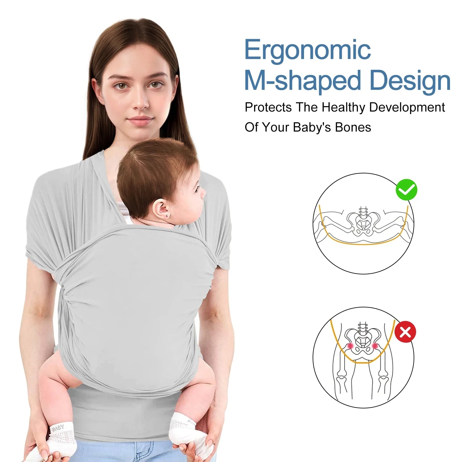 Baby Wrap Carrier,Original Breathable Baby Carrier Wrap Sling Lightweight Hands Free Newborn Wrap Swaddle Holder Adjustable Baby Slings Carrier for Newborn to Infant Toddler Essentials 7 to 35 Lbs