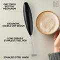 Milk Frother for Coffee - Handheld Automatic Milk Foam Maker Hand Frother for Coffee, Matcha, Hot Chocolate - Mini Drink Mixer - Mini Frother Wand by  - Black