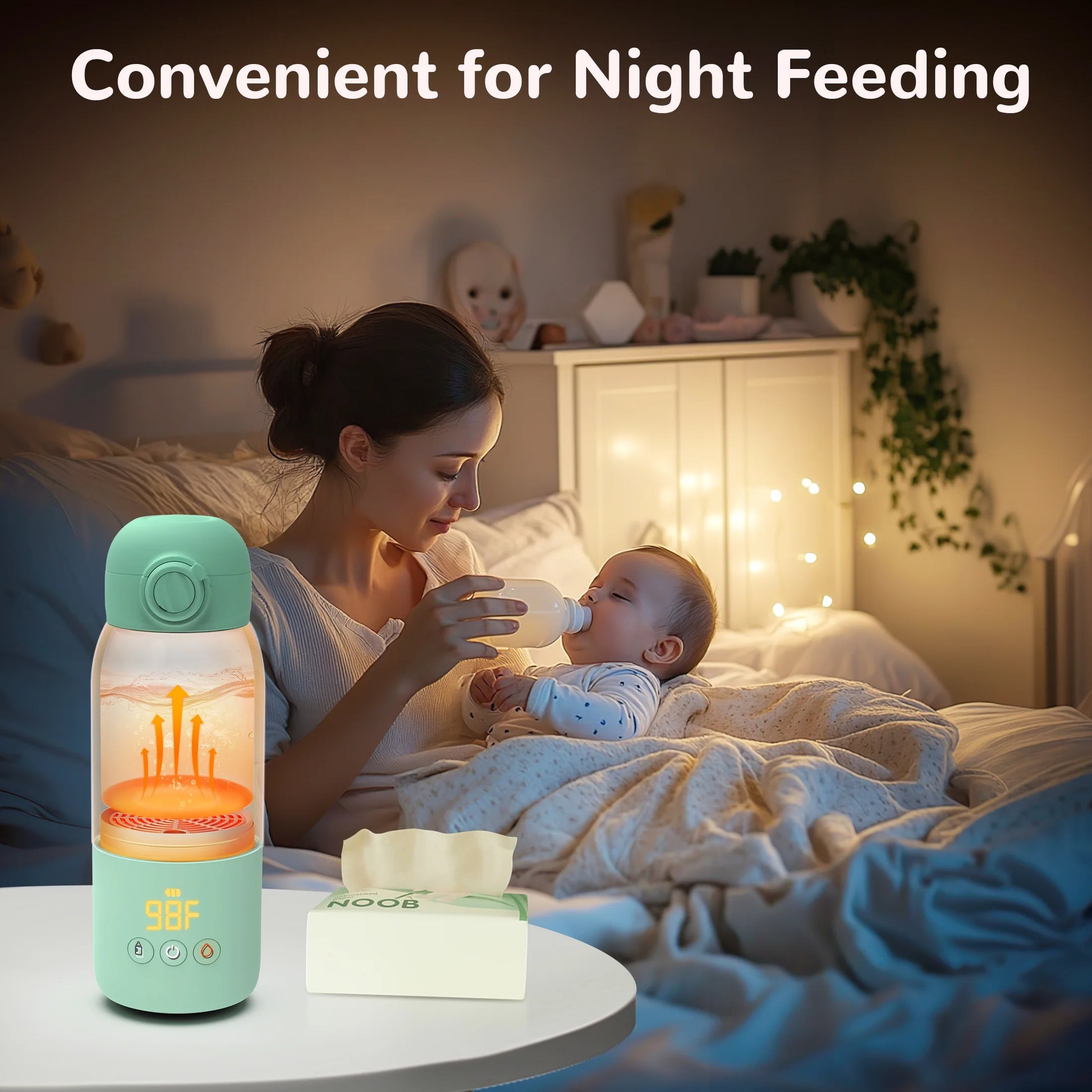 Baby Bottle Warmer, Dual Heating Modes for Breast Milk and Water, 12 OZ Portable Milk Warmer, Green