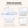 Lacy Portable 2-In-1 Bassinet & Cradle in Blue and White, Lightweight Baby Bassinet