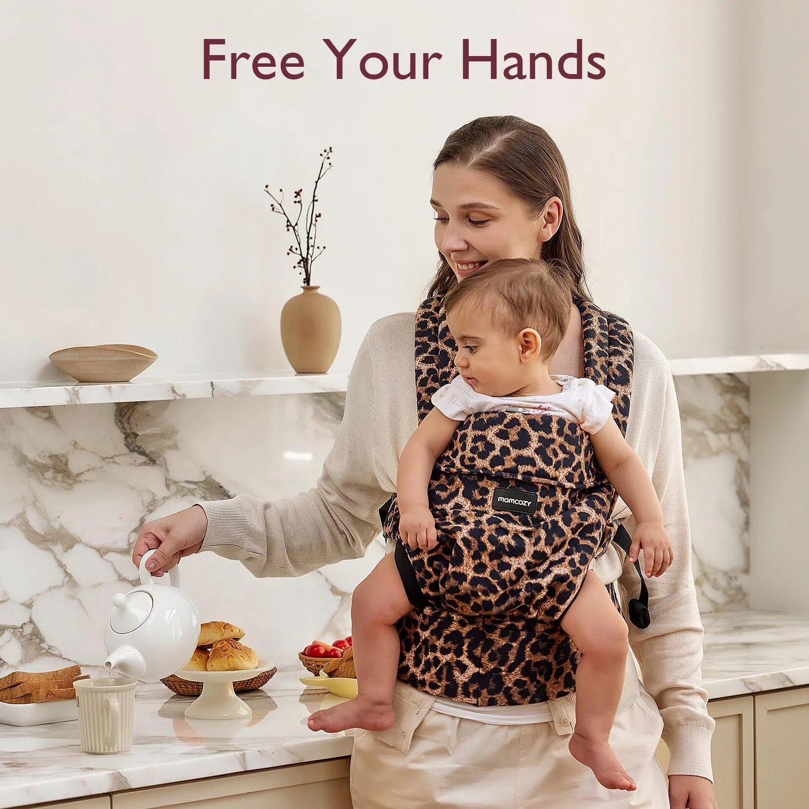 Baby Carrier for Infant to Toddler, Ergonomic, Comfortable and Lightweight, Suitable for Babies 7-44 Lbs, Easy to Wear, Hands Free, Enhanced Lumbar Support