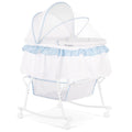 Lacy Portable 2-In-1 Bassinet & Cradle in Blue and White, Lightweight Baby Bassinet