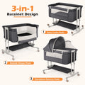 Baby Bassinet Bedside Sleeper Bassinet for 0–5 Months Infants, Unisex, Dark Gray