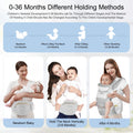 Baby Carrier with Hip Seat 6 in 1 Baby Wraps Carrier Adjustable Ergonomic Holder for Newborn Toddler Gray