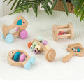 Montessori Wooden Rattle Toy Set for Infant Baby Boys Girls 0-6 Months,Montessori Baby Toys 6-12 Months,Toddler Development Toys,Baby Sensory Toy,Set of 5,Baby Shower Gifts